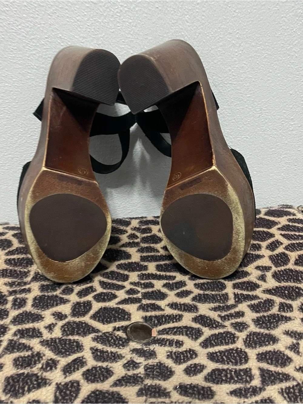 Steve Madden Platform Chunky Heels Black Suede Boho Womens 10